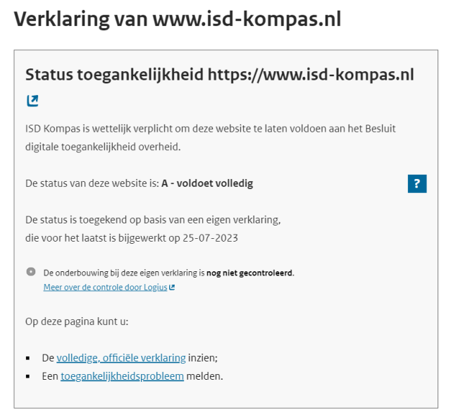 Toegankelijkheid status A: volledig toegankelijk 
