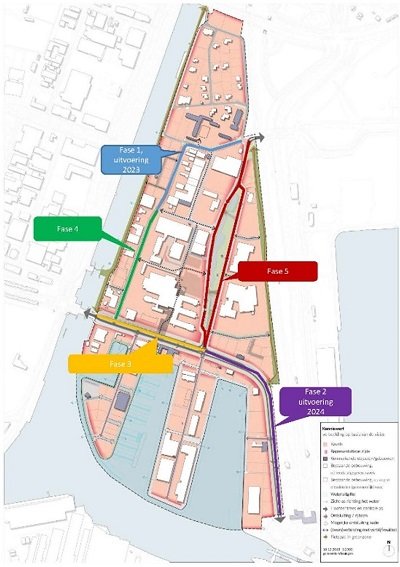 Fase 1: uitvoering in 2023, Fase 2: uitvoering in 2024, Fase 3: uitvoering datum onbekend, Fase 4: uitvoering datum onbekend, Fase 5: uitvoering datum onbekend 