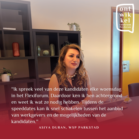 Asiya Duran van WSP Parkstad tijden een speeddate
