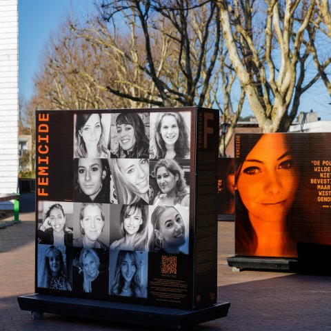 Portretten slachtoffers van femicide met quotes