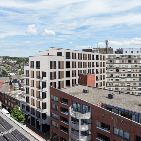 An impression of the future residential tower from the side
