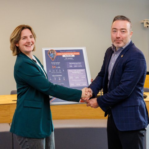 Wethouder Geers ontvangt de tussenstand van MKB toegankelijke route