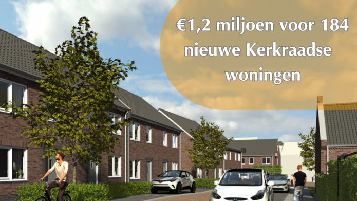 Impressiefoto met de tekst: 1,2 miljoen euro voor 184 nieuwe Kerkraadse woningen