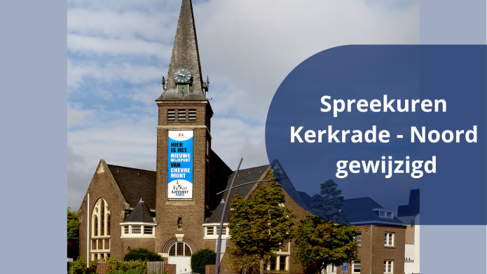 Foto sjevemethoes met de tekst: Spreekuren Kerkrade-Noord gewijzigd