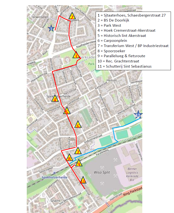 Route buurtwandeling Kerkrade-West