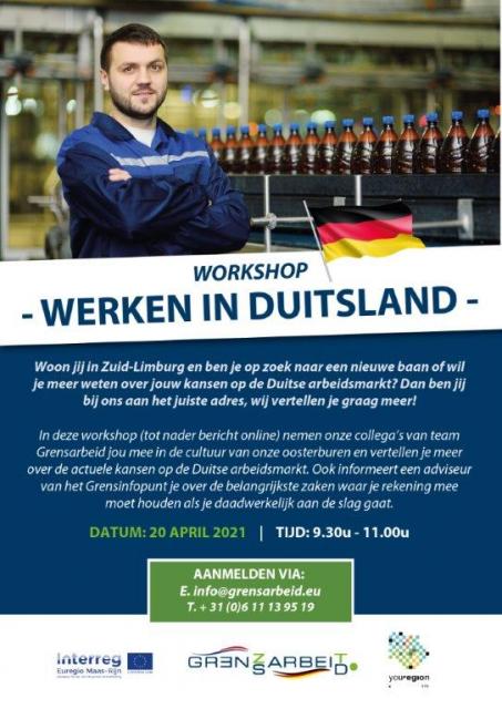 Flyer Workshop werken in Duitsland 20-4-2021