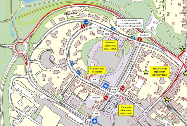 Plattegrond met de verkeersmaatregelen tijdens WMC