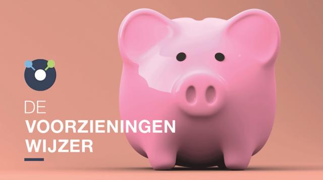 Foto van roze spaarvarken en logo van de VoorzieningenWijzer