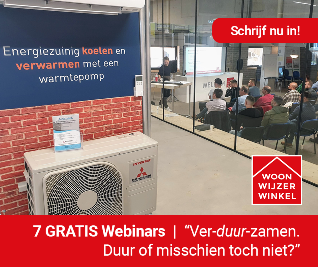 Afbeelding met de tekst: 7 gratis webinars | Ver-duur-zamen. Duur of misschien toch niet?