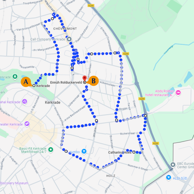 Route buurtwandeling Kerkrade-Oost