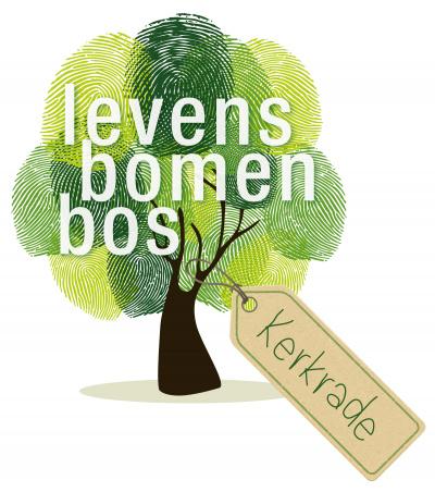 Een getekende boom met daarin de tekst: Levensbomenbos Kerkrade