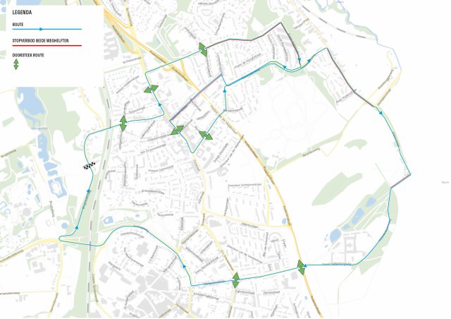Visuele weergave van de route en verkeersbijzonderheden van de Eurode Omloop 2025