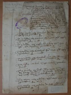 Oud tekstdocument Verdrag van Aken, handgeschreven met stempel