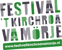 Groen grijs logo festival kirchroa va morje met verwijzing naar www.festivaltkirchroavamorje.nl