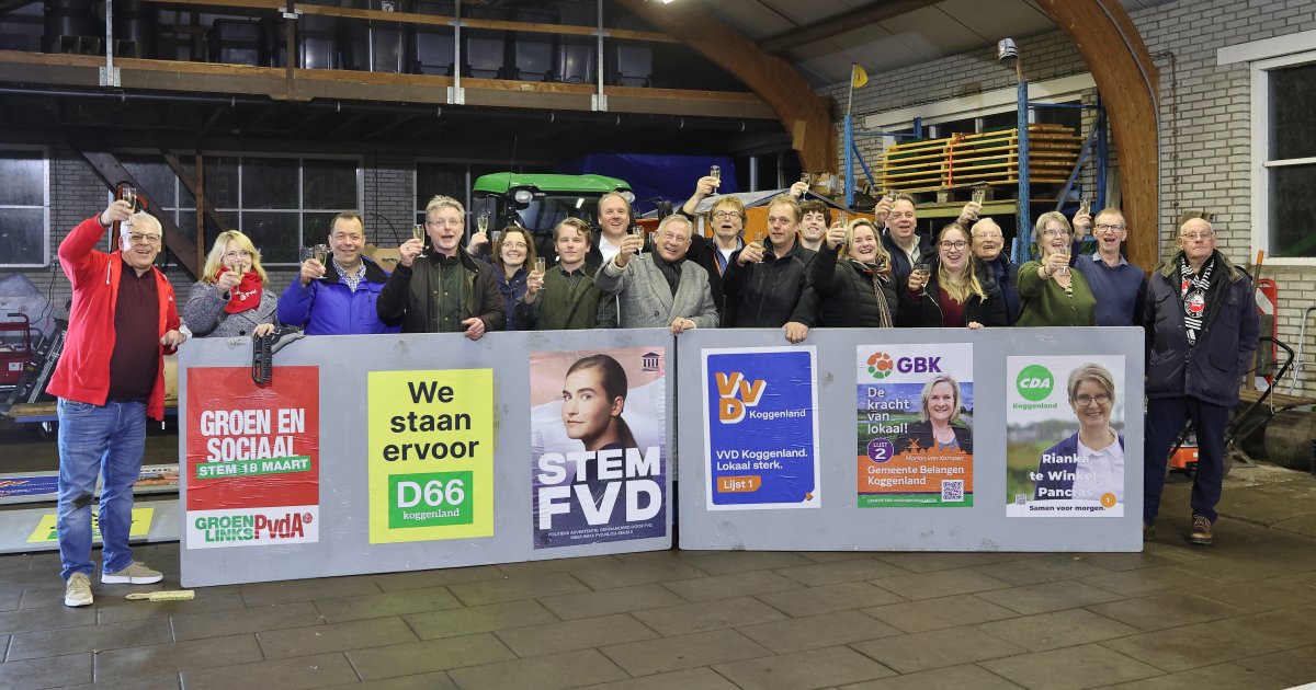 Plakmoment verkiezingsposters markeert start campagne gemeenteraadsverkiezingen Koggenland