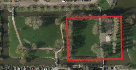 kaart van het park met omcirkeld waar de ontmoetingsplek komt
