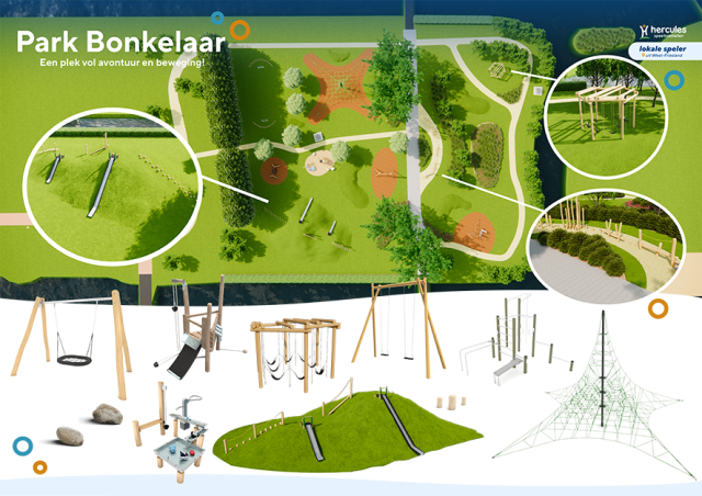 Ontmoetingsplek sfeer indruk met speeltoestellen