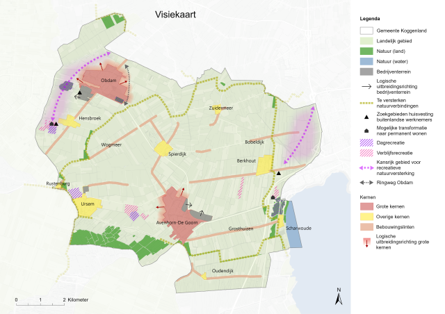 kaart ingetekend met visie op de leefomgeving Koggenland