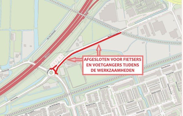 Te vervangen fietspad Berkhouterweg, tussen spoorlijn en rotonde Middelweg - Venneweg