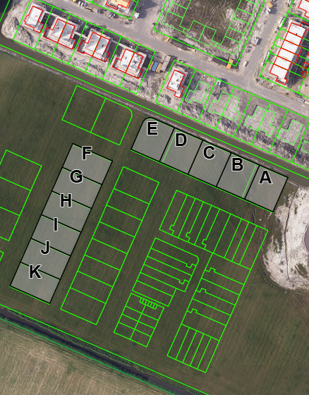 Overzicht vrije kavels Tuindersweijde Zuid deel 2 fase 1