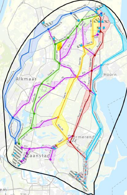 kaart van het gebied voor de uitbreiding hoogspanningslijn