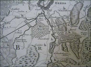 Detail van een kaart uit 1750