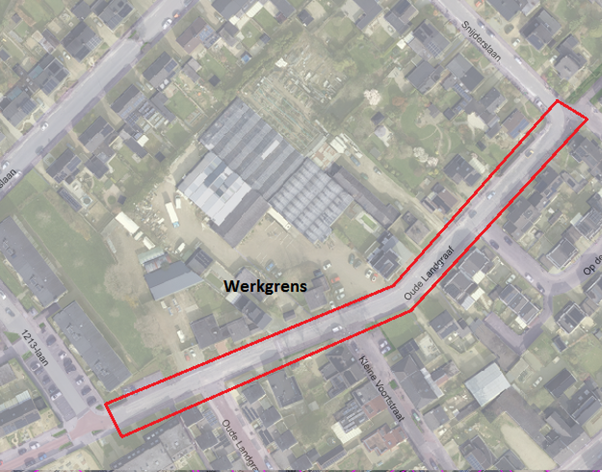 Kaart waarop de Oude Landgraaf weergegeven wordt