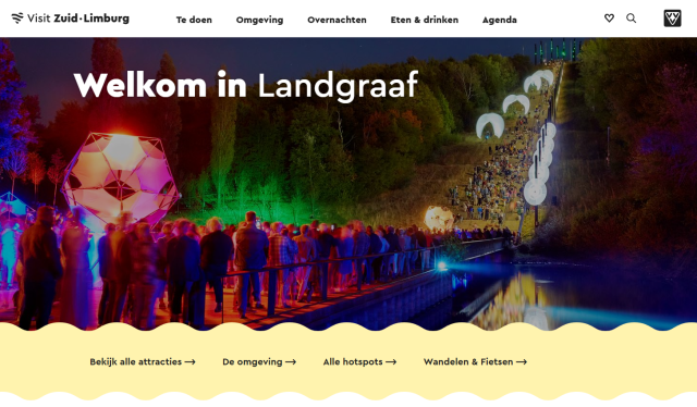 Homepage van de website ToerismeLandgraaf.nl van Visit Zuid Limburg