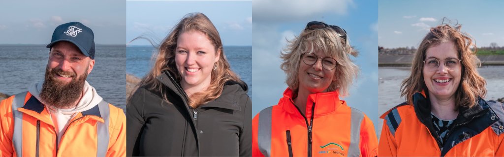 Foto van de omgevingsmanagers Tim Meijer, Meike Doornbos, Marlene van der Linde en Silvia Mosterd