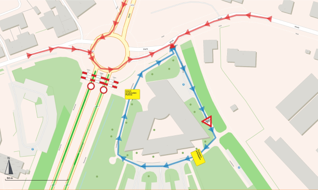 Omleidingsroute bij gemeentehuis