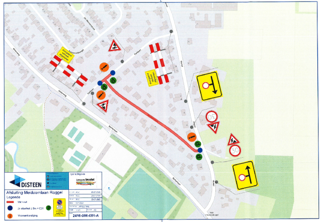 Plattegrond afsluiting Meidoornlaan en Parklaan Roggel