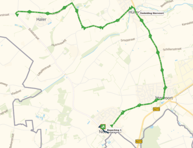 Omleidingsroute in kaart gebracht