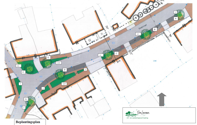 Plan voor aanplanting plantsoenen Eindstraat Horn