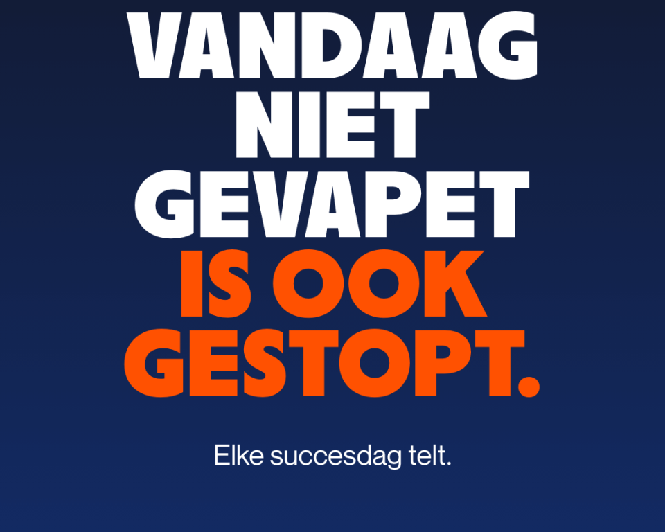 Flyer van de campagne Stoptober met de tekst 'vandaag niet gevapet is ook gestopt'