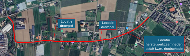 Locatie herstelwerkzaamheden asfalt i.v.m. rioolschade