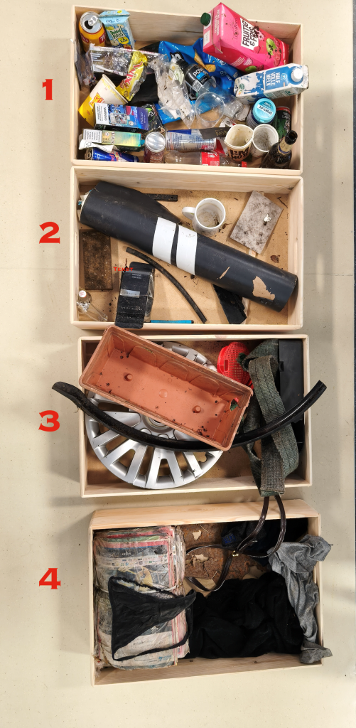 Foto van het opgehaalde zwerfafval.