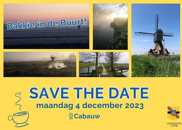 Save the date met 5 foto's van Cabauw, waaronder de molen