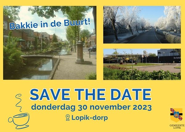 Save the date met 3 foto's van Lopik-dorp