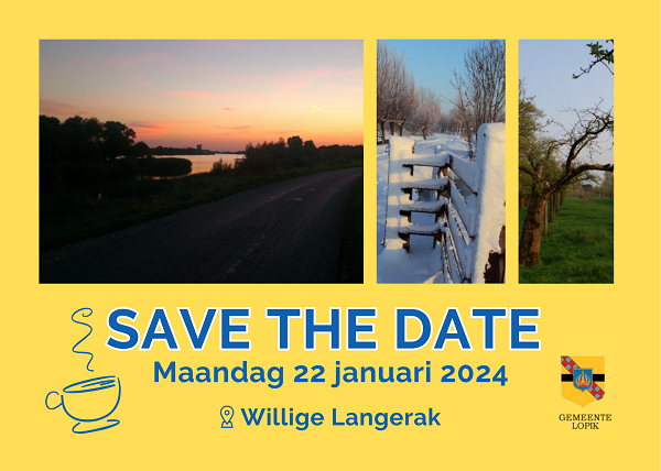 Save the date met drie foto's van Willige Langerak