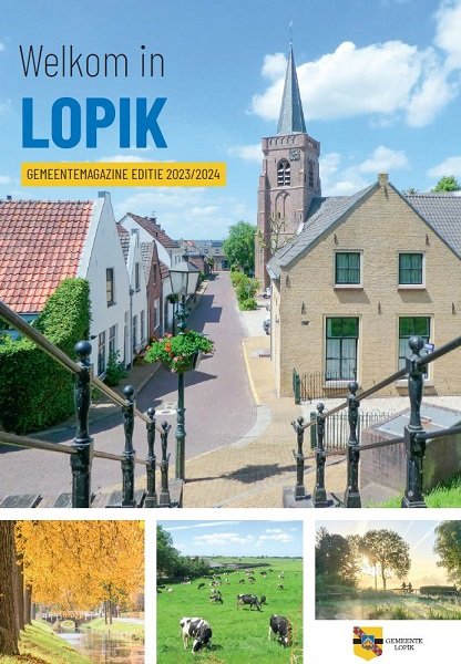 Voorkant gemeentemagazine 2023-2024 met foto kern Jaarsveld, bomen in herfstkleuren, grazende koeien en twee fietsers