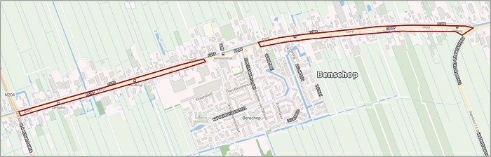 Plattegrond van werkgrens reconstructie Dorp Benschop