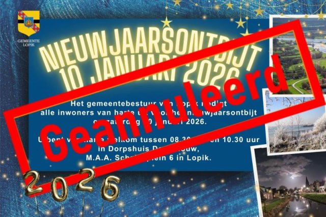 Nieuwjaarsontbijt geannuleerd