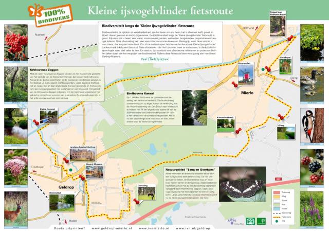 Tekening fietsroute Kleine Ijsvogelvlinder