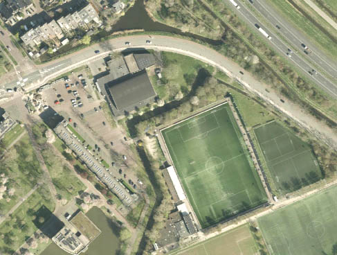 Luchtfoto van de Olympiahal en omgeving