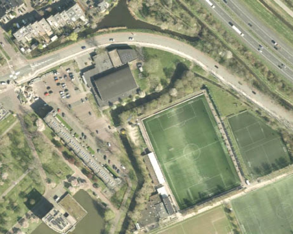 Luchtfoto van de Olympiahal en omgeving