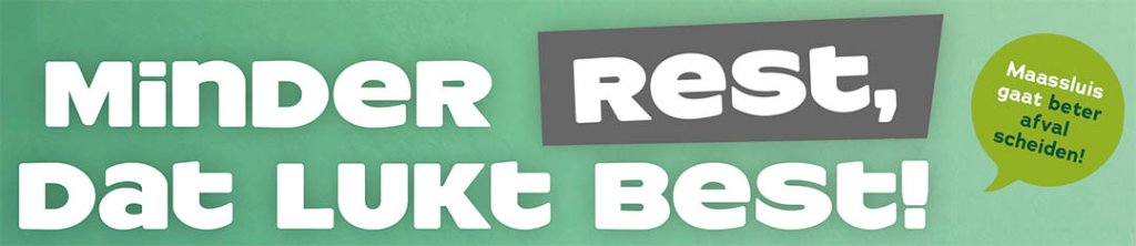 Pagina header met tekst Minder rest, dat lukt best en de tekst Maassluis gaat beter afval scheiden