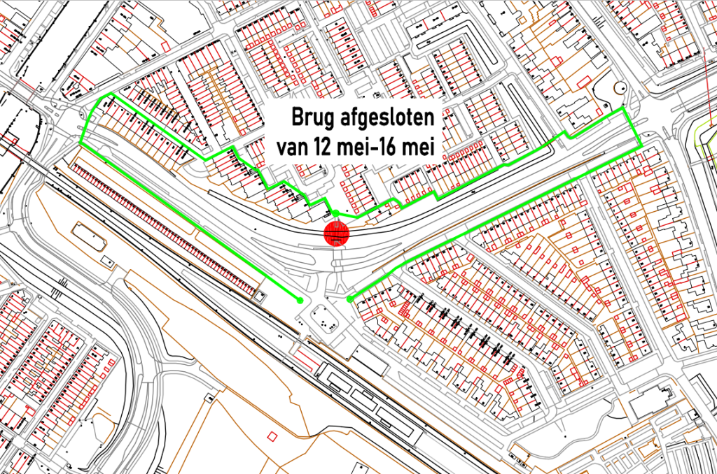 Voetgangersbruggen afgesloten van 12 t/m 16 mei 