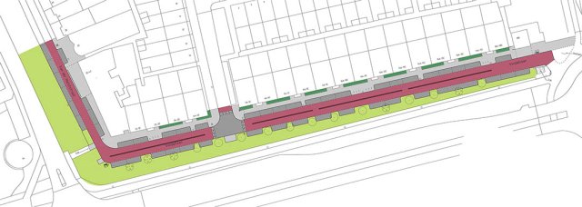 Ontwerptekening van de nieuwe inrichting van de Vondellaan