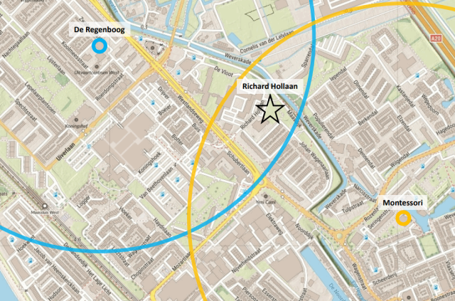 plattegrond van Richard Hollaan en omgeving