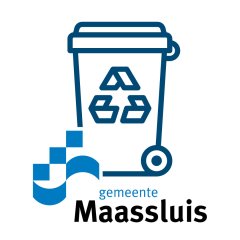 Icoon van Afval-app Maassluis met getekende afbeelding van een minicontainer en het logo van gemeente Maassluis